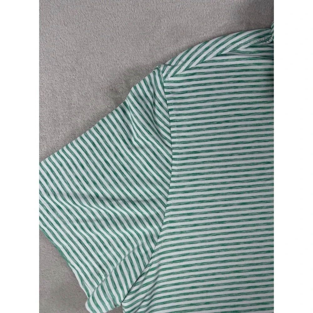 IZOD Golf Polo Shirt Mens‎ Large Green White Striped Short Sleeve Performance
